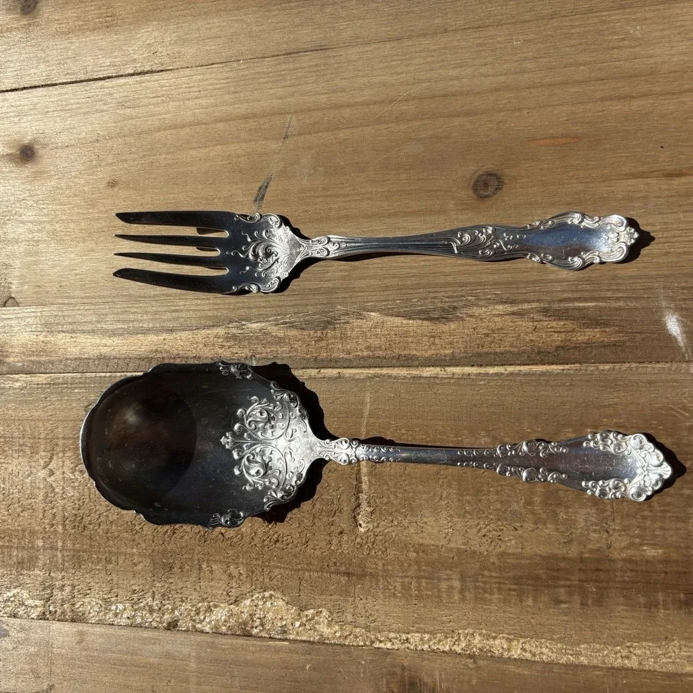1847 Rogers Bros BERKSHIRE Silverplate International Berry Spoon Tudor Meat Fork